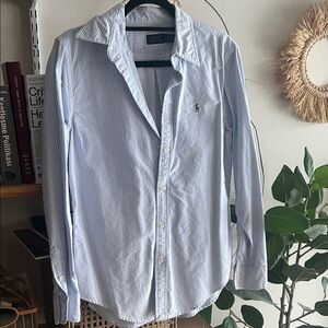 Polo by Ralph Lauren Women's Light Blue Pinstripe Shirt